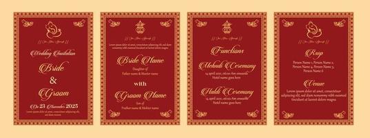 indisch Hochzeit Einladung Karte Vorlage bereit zu drucken vektor