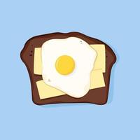 Scheibe von schwarz Brot mit gebraten Ei und Butter vektor