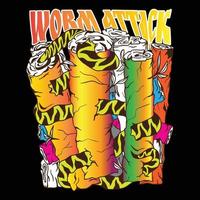 Wurm Attacke Illustration zum T-Shirt und Merch Profi Vektor