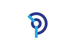 abstrakt och enkel blå brev p logotyp design med öga syn begrepp, lämplig för teknologi, kamera, syn, eller säkerhet företag logotyp vektor