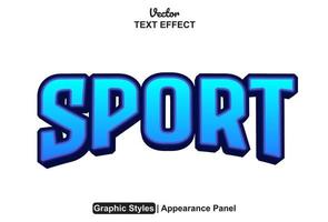 sport text effekt med grafisk stil och redigerbar. vektor