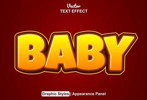 Baby Text bewirken mit Orange Grafik Stil und editierbar vektor