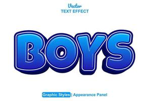 Pojkar text effekt med blå Färg grafisk stil redigerbar. vektor