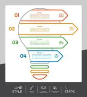 Arbeitsablauf Birne Infografik Vektor Design mit 4 Schritte und Linie Design. Schritt Infografik können Sein benutzt zum Präsentation, jährlich Bericht, Geschäft Zweck.