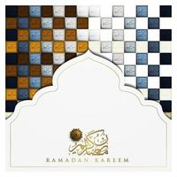 Ramadan Kareem Grußkarte islamisches Blumenmuster Vektor-Design mit arabischer Kalligraphie für Hintergrund, Banner. Übersetzung des Textes Ramadan Kareem - möge Großzügigkeit Sie während des heiligen Monats segnen vektor