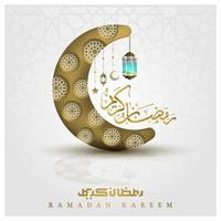 ramadan kareem hälsning islamisk illustration bakgrundsvektordesign med vacker arabisk kalligrafi och måne vektor