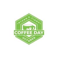 internationell dag kaffe logotyp platt design bakgrund vektor