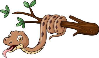 süß braun Schlange Karikatur auf Baum Ast vektor