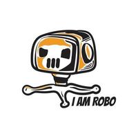 Roboter Symbol. süß Gliederung Roboter Zeichen im Orange Farbe. Vektor Illustration von Roboter Logo Vorlage