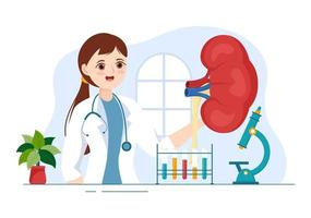 Nephrologe Illustration mit Kardiologe, Proktologe und behandeln Nieren Organ im eben Karikatur Hand gezeichnet zum Netz Banner oder Landung Seite Vorlagen vektor