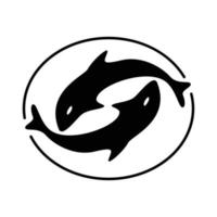 Orca-Silhouette-Design. Raubfisch-Logo-Vektor. Abbildung von Wassertieren. vektor