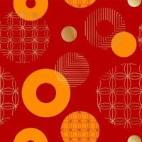 Vektor Chinesisch oder japanisch Kreis, geometrisch Linie Zeichnung und Blumen- nahtlos Muster zum Verpackung Papier oder Stoff drucken.
