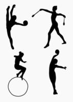 gymnast team silhuetter uppsättning. sport konstnärlig gymnastik. sporter drottning. platt stil. isolerat vektor