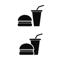 mat burger mjuk drycker måltider ikon illustration design vektor