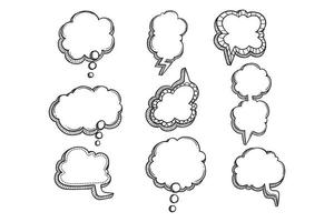 hand teckning bubbla chatt eller bubbla Tal samling på vit bakgrund vektor