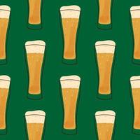 sömlös mönster med illustration stiliserade råna av öl på grön bakgrund vektor