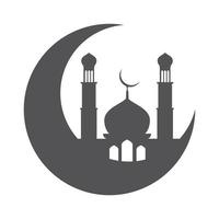 Moschee Silhouette Symbol im das Halbmond Mond Vektor Design einfach Kunst Stil kostenlos editierbar bereit zu verwenden