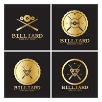 einfach Billard Logo Vorlage Illustration mit Billard- Bälle und Stöcke, Gestaltung zum Billard Stand, Billard Geschäft, Rechnungen Wettbewerb, mobil Billard Spiel, App, Abzeichen, Billard Sport, Vektor