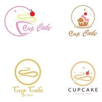 muffin logotyp design vektor illustration mall. muffin bageri icon.cake butik, kakare affär ,vektor