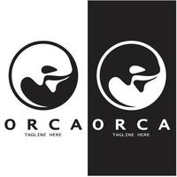 einfach Orca Wal Tier Illustration Logo kreativ Design, Mörder Wal, unter Wasser Tier. Logo zum Geschäft, Identität und branding,abzeichen,erhaltung,ökologie Konzept, Meer Tier Schutz, Vektor