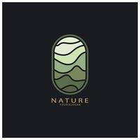 Natur Vektor Logo. mit Bäume, Flüsse, Meere, Berge, Geschäft Embleme, Reise Abzeichen, ,ökologisch Gesundheit,