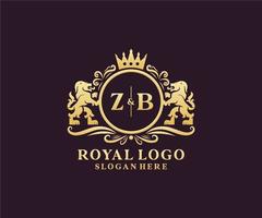 Initial zb Letter Lion Royal Luxury Logo Vorlage in Vektorgrafiken für Restaurant, Lizenzgebühren, Boutique, Café, Hotel, heraldisch, Schmuck, Mode und andere Vektorillustrationen. vektor