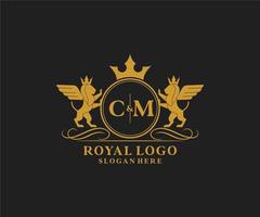 första centimeter brev lejon kunglig lyx heraldisk, vapen logotyp mall i vektor konst för restaurang, kungligheter, boutique, Kafé, hotell, heraldisk, Smycken, mode och Övrig vektor illustration.