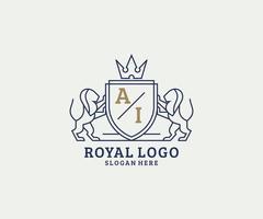 Initial ai Letter Lion Royal Luxury Logo Vorlage in Vektorgrafiken für Restaurant, Lizenzgebühren, Boutique, Café, Hotel, Heraldik, Schmuck, Mode und andere Vektorillustrationen. vektor