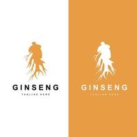 ginseng logotyp, ört- växt vektor, naturlig ört- medicin, ginseng ört- dryck ikon vektor