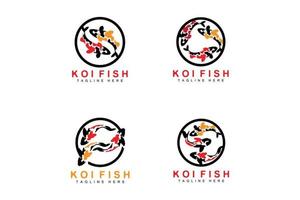 koi fisk logotyp design, kinesisk tur- och triumf dekorativ fisk vektor, företag varumärke guld fisk ikon vektor