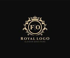 första fo brev lyxig varumärke logotyp mall, för restaurang, kungligheter, boutique, Kafé, hotell, heraldisk, Smycken, mode och Övrig vektor illustration.