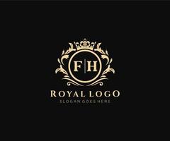 första fh brev lyxig varumärke logotyp mall, för restaurang, kungligheter, boutique, Kafé, hotell, heraldisk, Smycken, mode och Övrig vektor illustration.