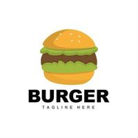 Burger Logo, Brot Vektor, Fleisch und Gemüse, schnell Essen Design, Burger Geschäft und Produkt Marke Symbol Illustration vektor