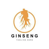 Ginseng Logo, Kräuter- Pflanze Vektor, natürlich Kräuter- Medizin, Ginseng Kräuter- trinken Symbol vektor