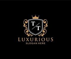 Royal Luxury Logo-Vorlage mit anfänglichem tt-Buchstaben in Vektorgrafiken für Restaurant, Lizenzgebühren, Boutique, Café, Hotel, Heraldik, Schmuck, Mode und andere Vektorillustrationen. vektor