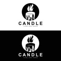 Kerze Logo, Flamme Beleuchtung Design, Verbrennung Luxus Vektor, Illustration Vorlage Symbol vektor
