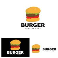 Burger Logo, Brot Vektor, Fleisch und Gemüse, schnell Essen Design, Burger Geschäft und Produkt Marke Symbol Illustration vektor