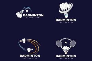 badminton logotyp, sport spel vektor med fjäderboll racket, sport gren design, mall ikon