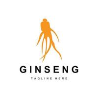 Ginseng Logo, Kräuter- Pflanze Vektor, natürlich Kräuter- Medizin, Ginseng Kräuter- trinken Symbol vektor