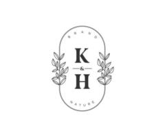 Initiale kh Briefe schön Blumen- feminin editierbar vorgefertigt Monoline Logo geeignet zum Spa Salon Haut Haar Schönheit Boutique und kosmetisch Unternehmen. vektor