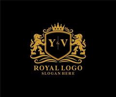 första yv brev lejon kunglig lyx logotyp mall i vektor konst för restaurang, kungligheter, boutique, Kafé, hotell, heraldisk, Smycken, mode och Övrig vektor illustration.