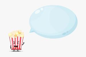 süßes Popcorn-Maskottchen mit Blasensprache vektor