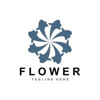 Blumenlogo, Blumengartendesign mit einfacher Stilvektorproduktmarke, Schönheitspflege, natürlich vektor