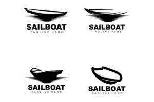 Segelboot-Logo, traditioneller asiatischer Bootsvektor, See-Ozean-Icon-Design, Fischerboot vektor