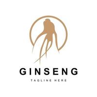 Ginseng Logo, Kräuter- Pflanze Vektor, natürlich Kräuter- Medizin, Ginseng Kräuter- trinken Symbol vektor