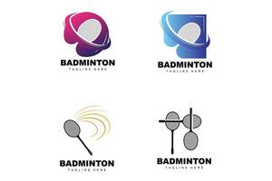 Badminton-Logo, Sportspielvektor mit Federballschläger, Sportzweigdesign, Vorlagensymbol vektor