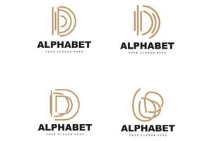 d brev logotyp, enkel alfabet design, modern minimalistisk font vektor