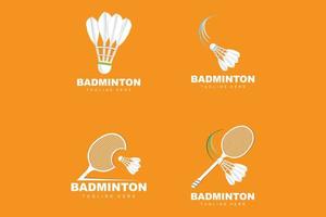 badminton logotyp, sport spel vektor med fjäderboll racket, sport gren design, mall ikon