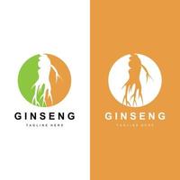 Ginseng Logo, Kräuter- Pflanze Vektor, natürlich Kräuter- Medizin, Ginseng Kräuter- trinken Symbol vektor