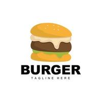 Burger Logo, Brot Vektor, Fleisch und Gemüse, schnell Essen Design, Burger Geschäft und Produkt Marke Symbol Illustration vektor